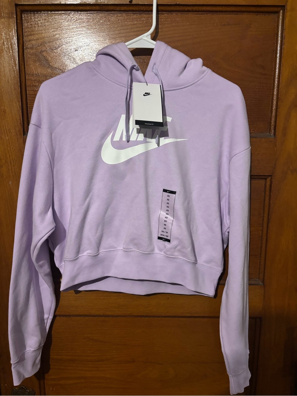 Nike Women's Lavender Cropped Hoodie with White Swoosh Logo